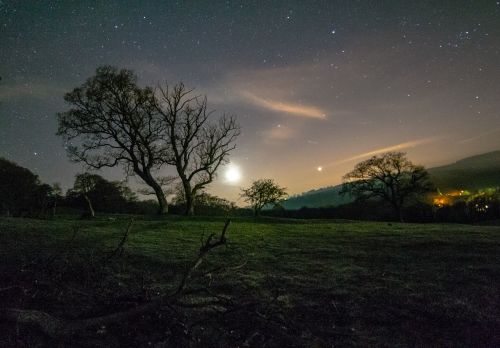 Moonset at Lease Rig
